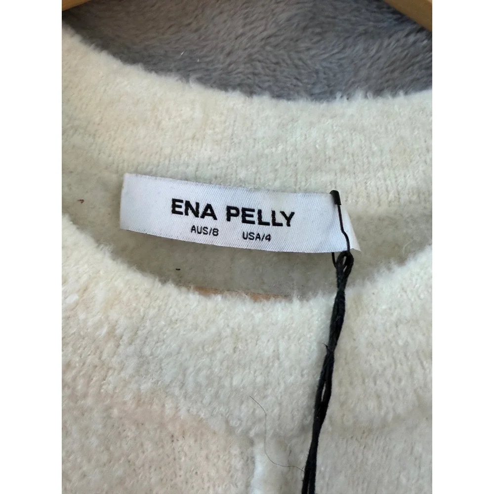 Ena Pelly Sweater Womens Size 4 Cream Oversized Knit Exposed Seam Detail